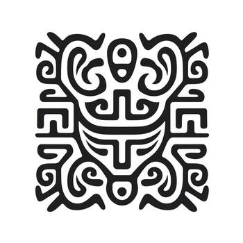 Intricate tribal design featuring geometric patterns and symbolic elements vector