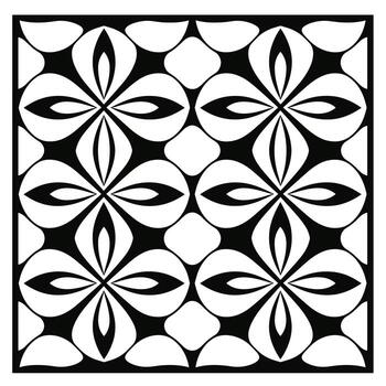 geométrico negro y blanco modelo con floral formas y distinto formas en un plano superficie vector