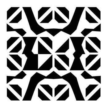 Geometric black and white design with angular shapes and patterns vector