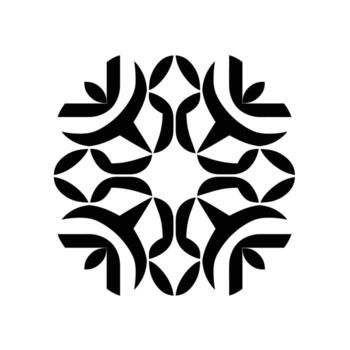 Abstract black and white pattern design based on geometric shapes and floral motifs vector