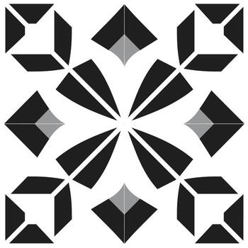 Unique geometric pattern featuring black and gray shapes arranged harmoniously on a white backdrop vector