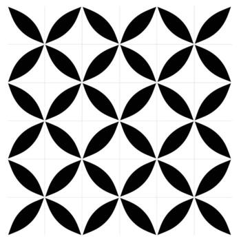 Geometric black and white pattern design with overlapping shapes on a grid vector