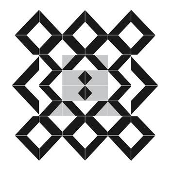 Geometric design featuring black and gray shapes arranged in a symmetrical pattern vector