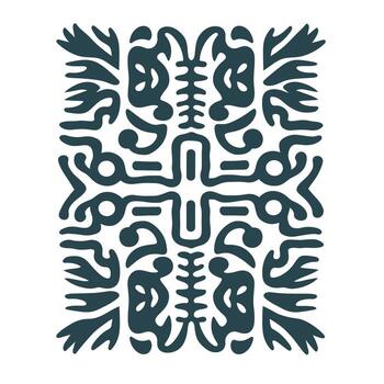 Intricate abstract design with natural motifs and symmetrical patterns in vivid blue vector