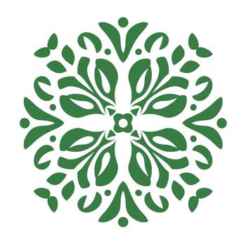 Intricate green floral design featuring symmetrical patterns and flowing shapes vector