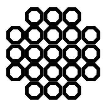 Geometric pattern of black octagons arranged in a hexagonal layout on a white background vector