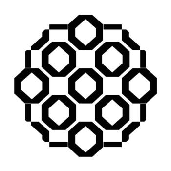 Geometric patterns form an intricate design with black and white contrasts in modern art style vector