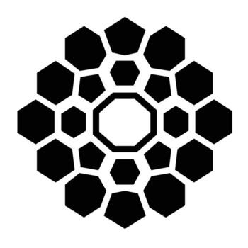 Geometric design featuring black hexagons arranged in a circular pattern for creative projects vector