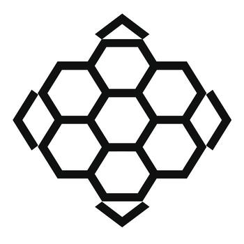 Unique geometric pattern featuring interconnected hexagons and arrows in black color vector