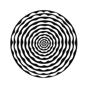 Circular patterns create mesmerizing optical illusion in black and white design vector