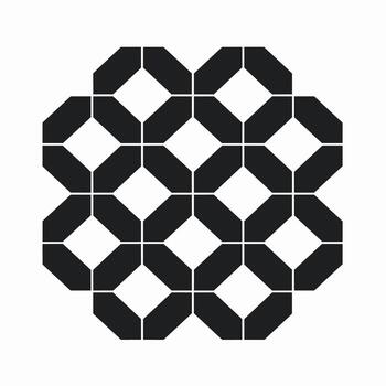 Geometric design with interlocking shapes in a symmetrical pattern on a white background vector