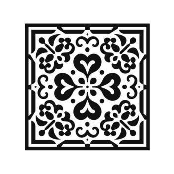Elegant black and white decorative tile design featuring intricate patterns and shapes vector