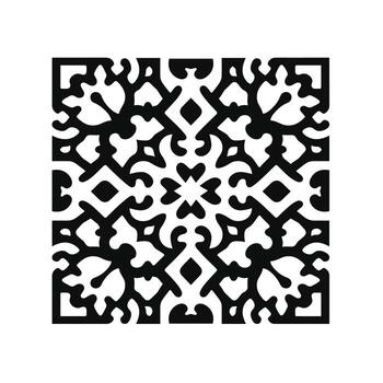 intrincado geométrico modelo presentando negrita negro formas en un blanco antecedentes vector