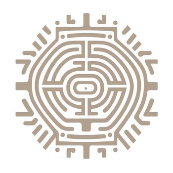 Intricate maze design features geometric patterns and cultural symbols for artistic expression vector