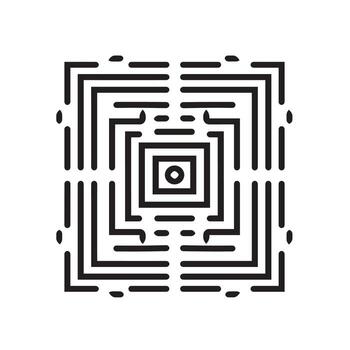 Intricate black and white geometric pattern with concentric lines and shapes vector