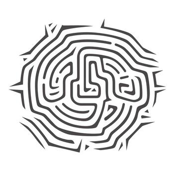Intricate line art pattern resembling a labyrinth design with thorn-like edges vector