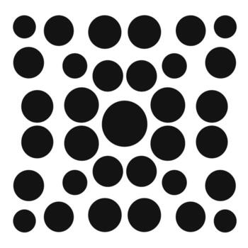 modelo de negro círculos arreglado en variar tamaños en un blanco antecedentes vector