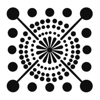 Black and white abstract pattern featuring concentric circles and connecting lines vector