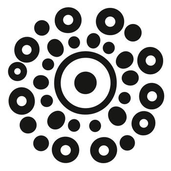 Circular pattern of black dots arranged symmetrically on a white background in a creative design vector