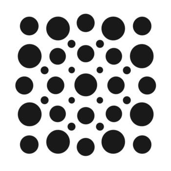 negro circulo patrones arreglado en un visualmente atractivo cuadrícula diseño vector