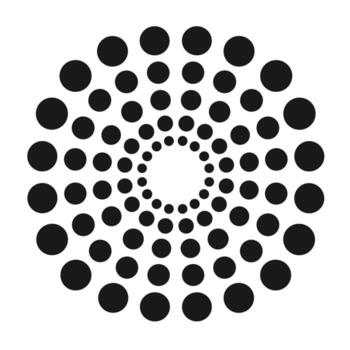 Circles arranged in a spiral pattern creating a black and white abstract design vector