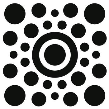 Abstract black and white design featuring circular patterns and varying sizes of circles vector