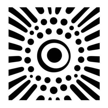 Abstract black and white design featuring circular patterns and radial lines vector