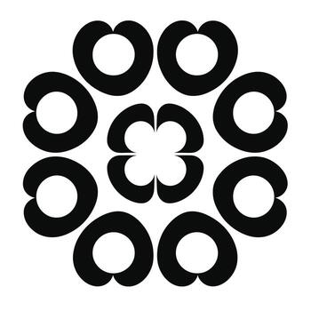 Unique black and white abstract pattern featuring heart shapes arranged symmetrically vector