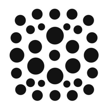 negro círculos de varios tamaños arreglado en un modelo en un blanco antecedentes vector