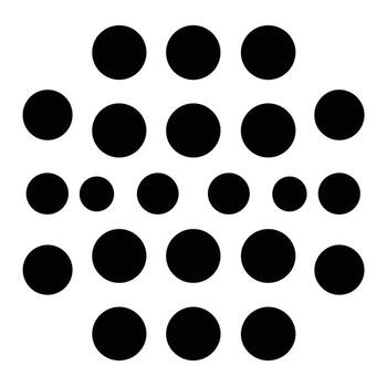 Black circles arranged in a geometric pattern on a white background vector