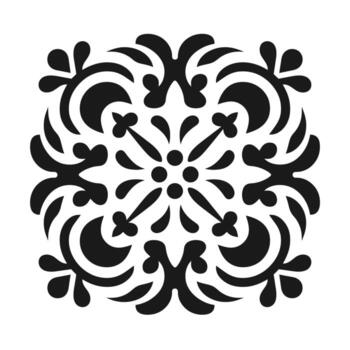 Intricate black decorative pattern featuring floral and abstract shapes on a white background vector