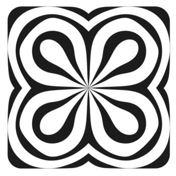 Bold black and white abstract design resembling a flower shape with swirling patterns vector
