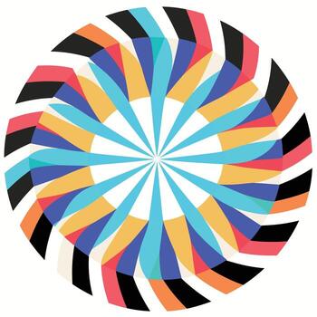 vistoso espiral diseño con geométrico patrones desplegado en un ligero antecedentes vector