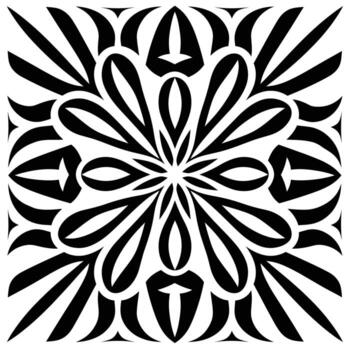 Intricate black and white floral design with symmetrical patterns and sharp lines vector