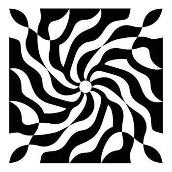 Abstract black and white swirl pattern creates dynamic visual effect in geometric design vector