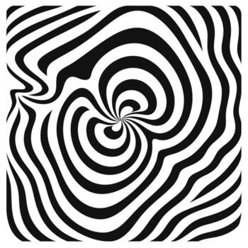Black and white spiral pattern creating an optical illusion in abstract art design vector