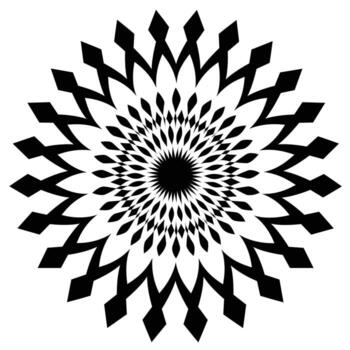 geométrico negro y blanco modelo con intrincado arremolinándose diseño y agudo bordes vector