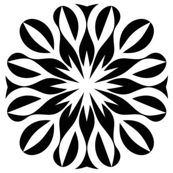 decorativo negro y blanco floral modelo parecido a un copo de nieve diseño en simétrico forma vector