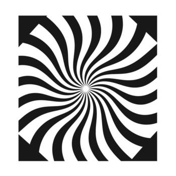 arremolinándose negro y blanco modelo creando un espejismo de movimiento en un geométrico diseño vector