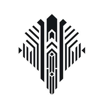 Unique black and white geometric design with abstract patterns and lines vector