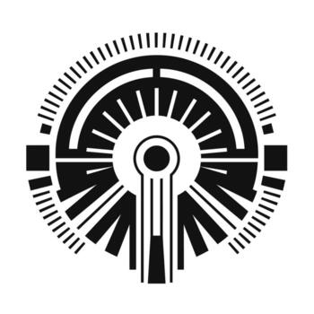 Unique geometric design featuring sunburst patterns and circular elements in black and white vector