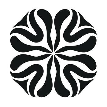 simétrico negro y blanco resumen diseño presentando curvo formas en un floral modelo vector