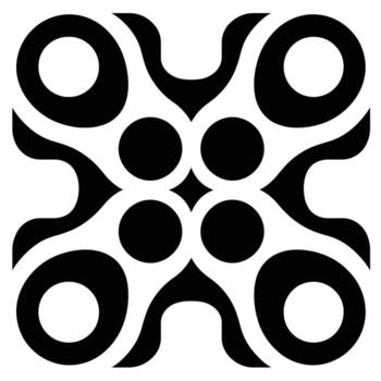 Intricate black and white geometric pattern featuring circular shapes and flowing designs vector