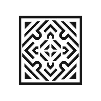 Intricate geometric design featuring black and white patterns in a modern art style vector