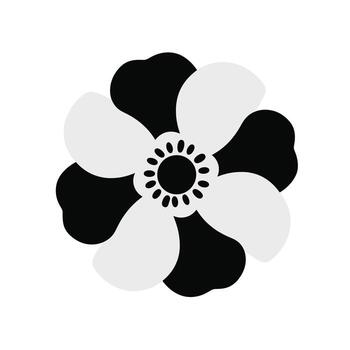 Black and white artistic flower design with unique shapes and patterns vector