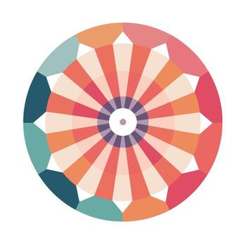 Colorful geometric design in vibrant hues and circular pattern creating visual harmony vector