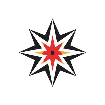 Unique star design with bold colors in a striking geometric pattern on a plain background vector