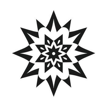 Intricate geometric pattern design with sharp shapes and bold lines in black and white vector