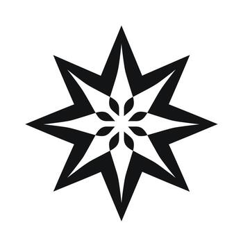 Symmetrical black star shape design with sharp edges and intricate patterns vector