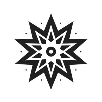 Intricate geometric star design featuring sharp points and circular center vector